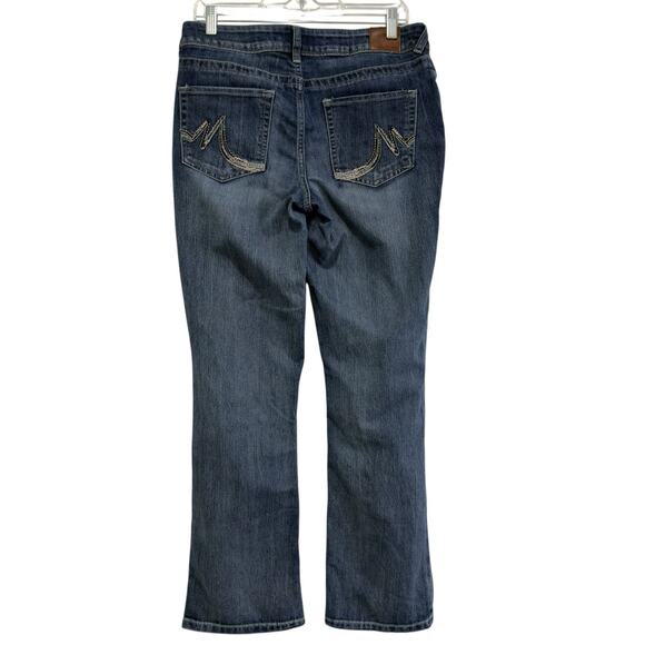 Maurices Dark Wash Low Rise Bootcut Jeans Sz 10 Short Western Embroidered Rodeo - Picture 3 of 10